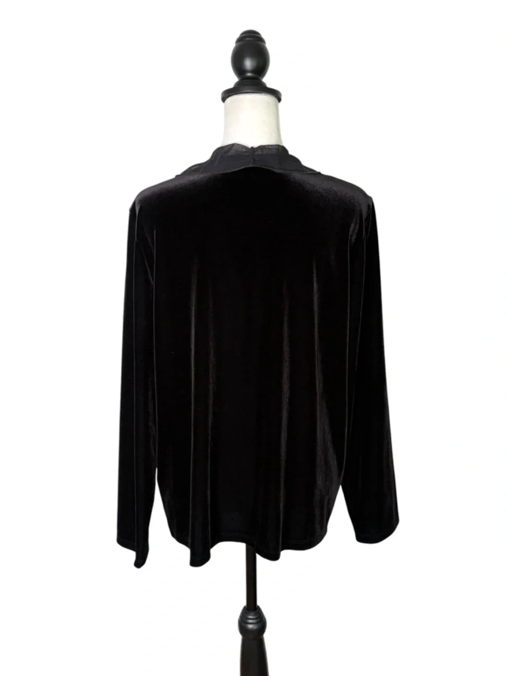 NWT Chicos Travelers Velvet Chiffon Ruffle Trim Jacket Black Size 2 / Large